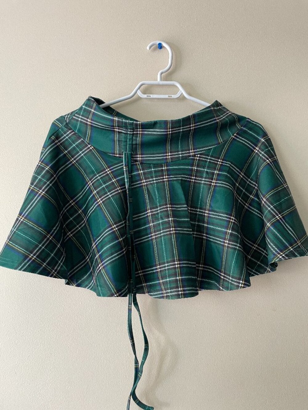 Green Plaid Pleated Mini Skirt